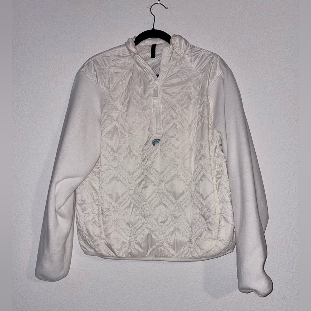Fabletics Men's Quilted Lightweight Quarter zip Pullover Jacket in White Size M - Picture 3 of 7